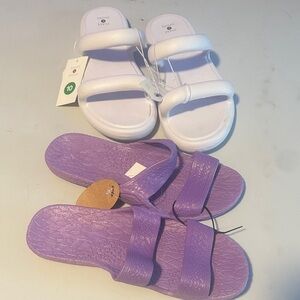 Shade & Shore White Double-Strap Slide Sandals